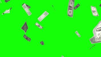 Falling 1 Dollar Bills, Rain Effect - Great for Topics Like Financial Success, Winning a Lottery, Treasure etc. Isolated on Green Background video