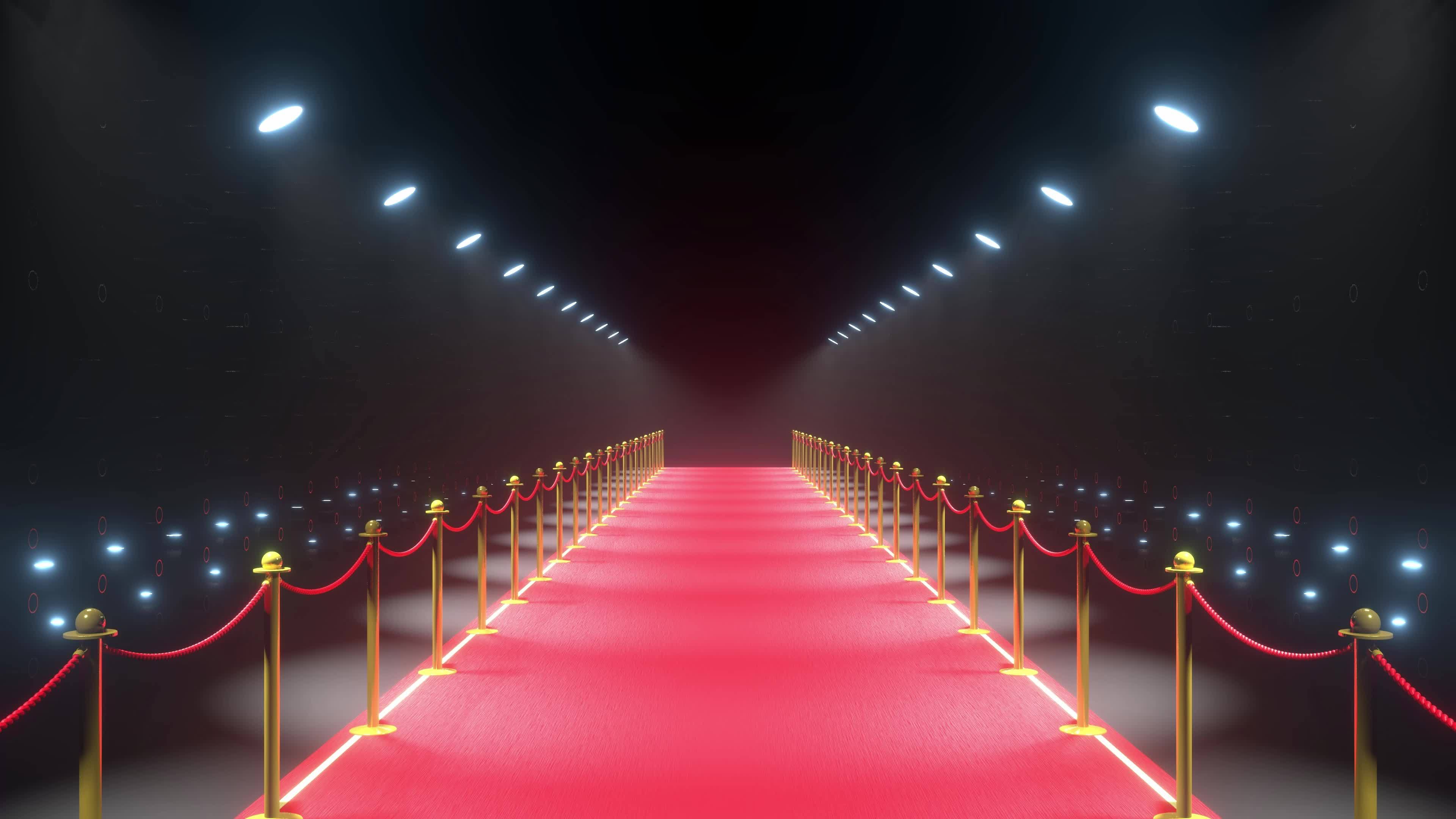 3D Red Carpet, Barriers with Rope and Blinking Lights Event, Show Concept 19834203 Stock Video