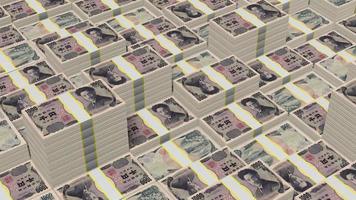 billets de banque empilés de mille yens japonais - idéal pour des sujets tels que les affaires, la finance, etc. video