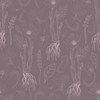 Design for fabric. Botanical pattern.Vector seamless pattern with plants on a gray background vector