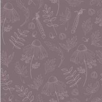 Design for fabric. Botanical pattern.Vector seamless pattern with plants on a gray background vector