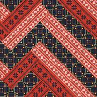 Seamless pattern in Ukrainian style. Ukrainian ornament embroidery. Cross stitch, patchwork. Kitsugi pattern. vector