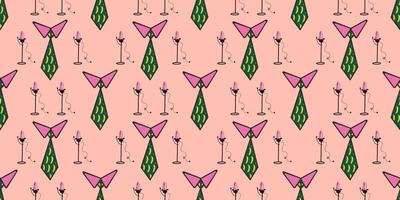 Seamless pattern in pop art style. ties ornament on a pink background. Party concept. vector