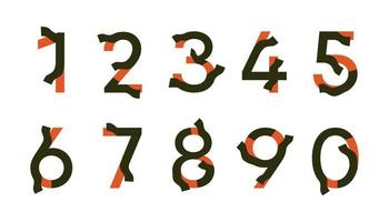 despojado números diseño. latín alfabeto números desde 1 a 0. logo, corporativo identidad, aplicación, creativo póster y más. vector