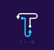 Linear letter T logo. Unique logo. Abstract letter simple rotating arrow target icon. corporate identity vector eps.