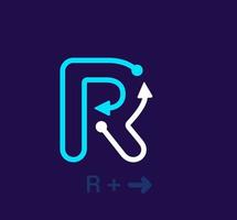 Linear letter R logo. Unique logo. Abstract letter simple rotating arrow target icon. corporate identity vector eps.