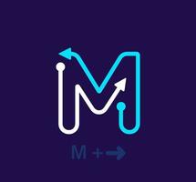 Linear letter M logo. Unique logo. Abstract letter simple rotating arrow target icon. corporate identity vector eps.