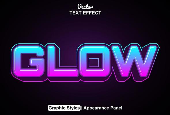 glow text effect with graphic style and editable.