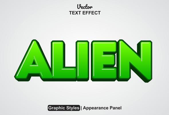 alien text effect with graphic style and editable.