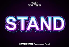 stand text effect with graphic style and editable. vector