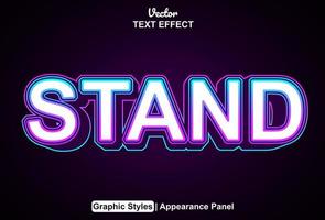 stand text effect with graphic style and editable. vector