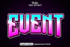 event text effect with graphic style and editable. vector