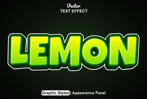 Lemon text effect with graphic style and editable. vector