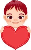 linda pequeño chico participación rojo corazón contento niños celebrando enamorado s día dibujos animados personaje diseño png