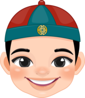 Cinese ragazzo con antico Cinese cappello cartone animato personaggio png