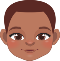 carino nero bambino ragazzo viso collezione, americano africano cartone animato personaggio png