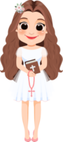 First Communion For Girls or Girl Holding a Bible and a Rosary for religious holidays png