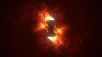 Abstract red fiery energy lines and cyclic circles with magic bokeh from particles, abstract background. Video 4k, motion design