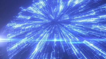 abstrakt Blau glühend Hi-Tech Kreis futuristisch Computer Digital Hi-Tech Spinnen Hintergrund. Video 4k