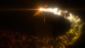 comète de particules magiques d'énergie rougeoyante jaune abstraite volant le long de la ligne de chemin arrière-plan futuriste de haute technologie. vidéo 4k, conception de mouvement video