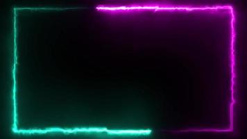 Abstract animated light Neon effect rectangle frame Loop background for presentation video