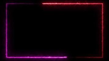 Abstract animated light Neon effect rectangle frame Loop background for presentation video