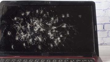 Close up of broken laptop screen , video