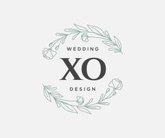 colección de logotipos de monograma de boda con letras iniciales xo, plantillas florales y minimalistas modernas dibujadas a mano para tarjetas de invitación, guardar la fecha, identidad elegante para restaurante, boutique, café en vector