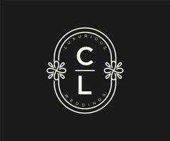 CL Initials letter Wedding monogram logos template, hand drawn modern minimalistic and floral templates for Invitation cards, Save the Date, elegant identity. vector