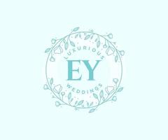 EY Initials letter Wedding monogram logos template, hand drawn modern minimalistic and floral templates for Invitation cards, Save the Date, elegant identity. vector