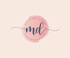 Initial MD feminine logo. Usable for Nature, Salon, Spa, Cosmetic and Beauty Logos. Flat Vector Logo Design Template Element.