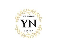 colección de logotipos de monograma de boda con letras iniciales de yn, plantillas florales y minimalistas modernas dibujadas a mano para tarjetas de invitación, guardar la fecha, identidad elegante para restaurante, boutique, café en vector