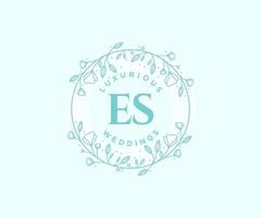 ES Initials letter Wedding monogram logos template, hand drawn modern minimalistic and floral templates for Invitation cards, Save the Date, elegant identity. vector