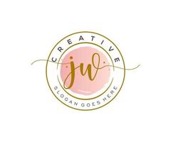 initial JW Feminine logo beauty monogram and elegant logo design, handwriting logo of initial signature, wedding, fashion, floral and botanical with creative template. vector