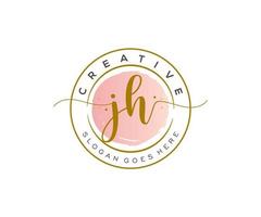 initial JH Feminine logo beauty monogram and elegant logo design, handwriting logo of initial signature, wedding, fashion, floral and botanical with creative template. vector