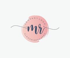 Initial MR feminine logo. Usable for Nature, Salon, Spa, Cosmetic and Beauty Logos. Flat Vector Logo Design Template Element.