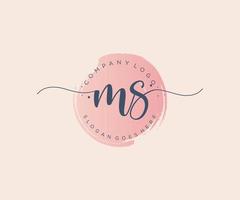 Initial MS feminine logo. Usable for Nature, Salon, Spa, Cosmetic and Beauty Logos. Flat Vector Logo Design Template Element.