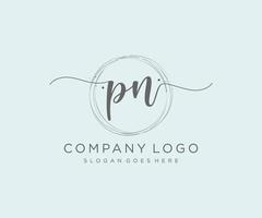 logotipo femenino pn inicial. utilizable para logotipos de naturaleza, salón, spa, cosmética y belleza. elemento de plantilla de diseño de logotipo de vector plano.