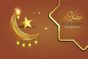 Ramadan Kareem Islamic design crescent moon and lantern vector