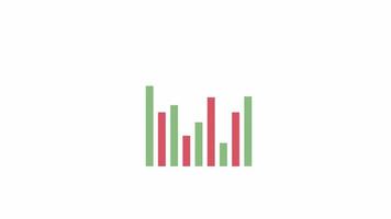 Animated vertical bar charts. Stock market. Data visualization. Flat cartoon style element 4K video footage. Color illustration on white background with alpha channel transparency for animation