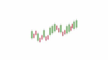 Animated candlestick charts. Day trading stock. Data visualization. Flat cartoon style element 4K video footage. Color illustration on white background with alpha channel transparency for animation