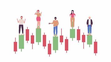 animato internazionale investire caricatore. globale azione mercati. 4k video metraggio con alfa canale trasparenza. colore cartone animato stile Caricamento in corso animazione con personaggi per Scarica, caricare processi