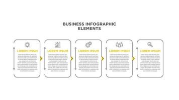 Infographics business template. Visualization of 5-stepped business process. Simple infographic design template. Flat vector illustration for presentation, report.