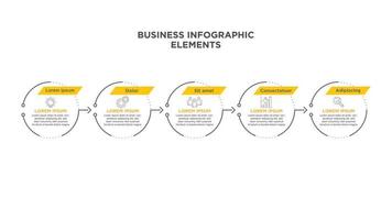 infografías para el concepto de negocio con iconos y 5 opciones o pasos. para contenido, diagrama, diagrama de flujo, pasos, partes, infografías de línea de tiempo, flujo de trabajo, gráfico. vector