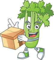 Happy celery plant cartoon character vector