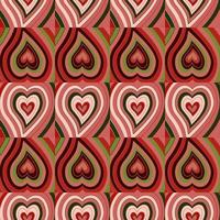 Vintage hearts mosaic seamless pattern. Hippie retro style. 14 february wallpaper. Valentine's Day backdrop. vector