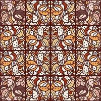 Freehand mandala seamless mosaic ornament. Abstract seamless pattern with floral and plants element. vector