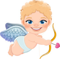 Happy valentine s day with Cupid shoots a bow cartoon character png