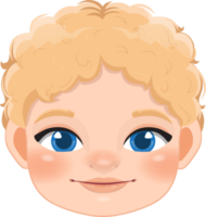 Cute Boy Face and Blonde Hair Smiling Cartoon Character Design png