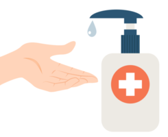 uso mano disinfettante, nuovo normale concetto piatto icona png